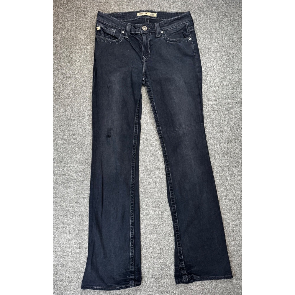 Big Star Jeans Womens 28 XL Maddie Mid‎ Rise Bootcut Black Rhinestone Grunge